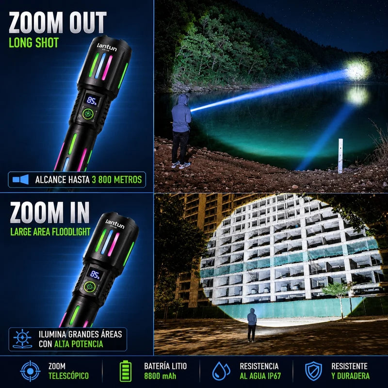 LINTERNA LANTUN RECARGABLE DE ALTA POTENCIA 🔦